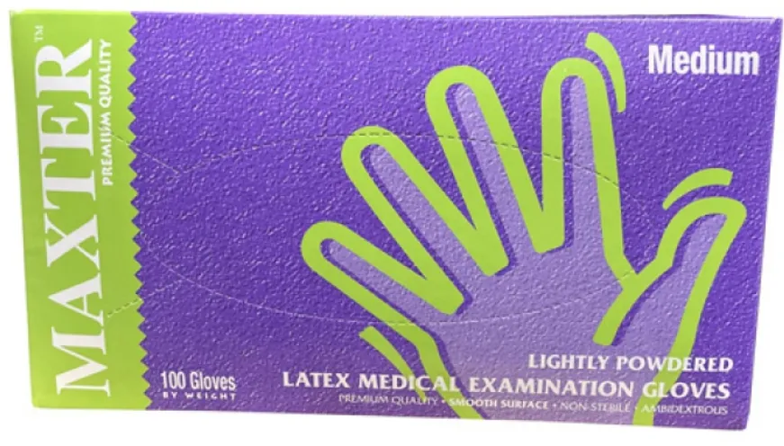 Protectia muncii PBS Manusi latex MAXTER, pudrate, unica folosinta, 100 buc/cutie - albe - marime M