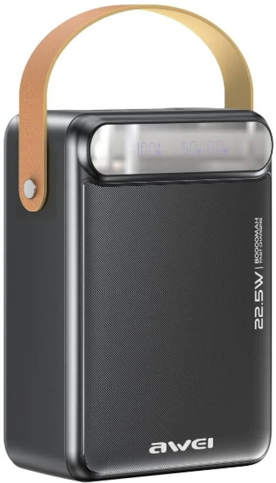 AWEI Baterie externa AWEI P102K, 90000 mAh, 22.5W, 3A, 2xUSB-C, 3xUSB-A, Negru