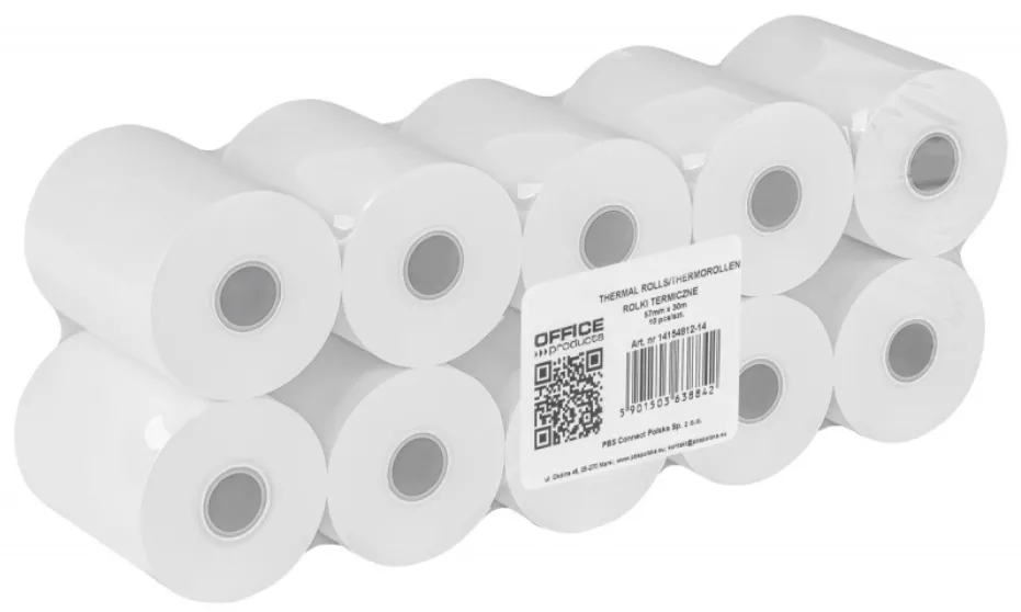 Banda etichete Office Products Role hartie termica pentru case de marcat, 57mm x 30m x D12mm, 10buc/set, Office Products