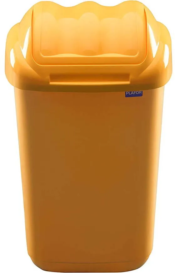 Plafor Cos plastic cu capac batant, pentru reciclare selectiva, capacitate 50l, PLAFOR Fala - galben