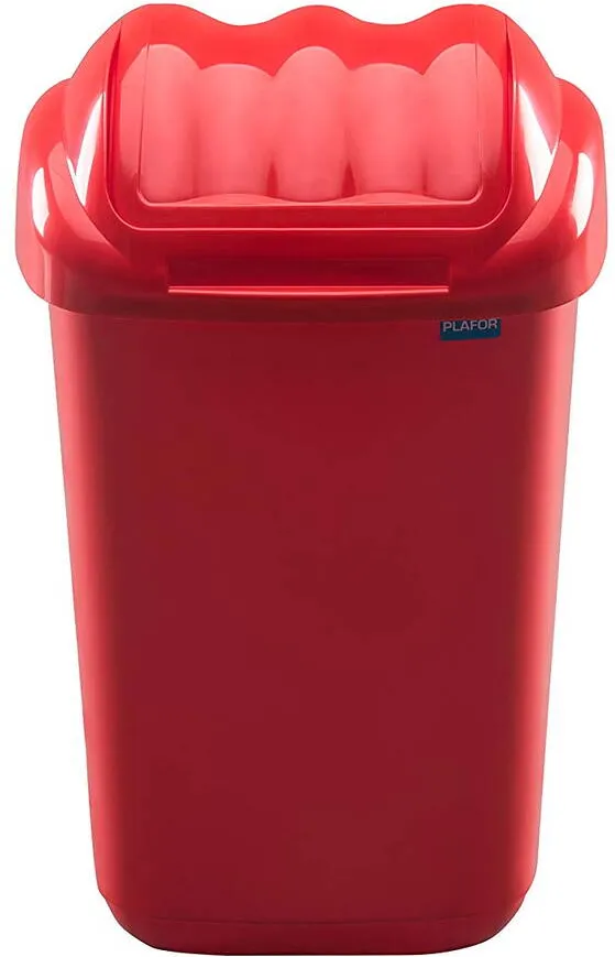 Plafor Cos plastic cu capac batant, pentru reciclare selectiva, capacitate 50l, PLAFOR Fala - rosu