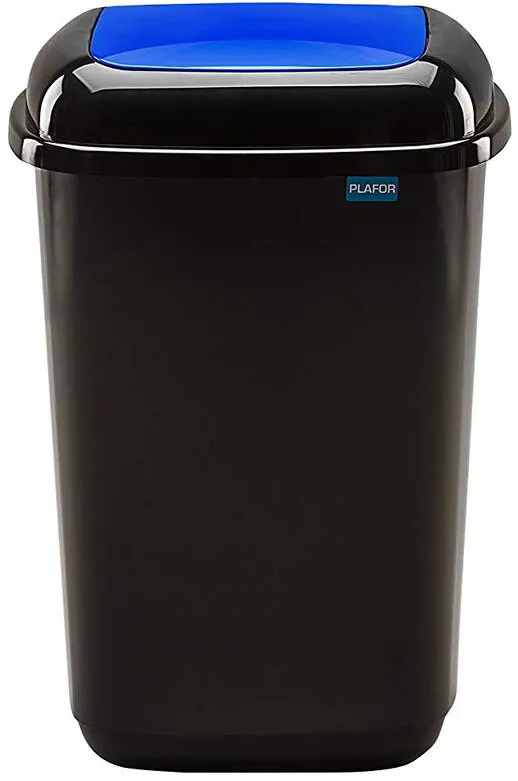 Plafor Cos plastic reciclare selectiva, capacitate 45l, PLAFOR Quatro - negru cu capac albastru - hartie