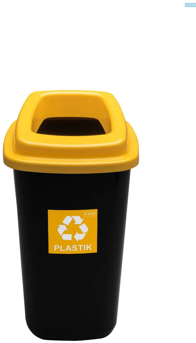 Plafor Cos plastic reciclare selectiva, capacitate 45l, PLAFOR Sort - negru cu capac galben - plastic