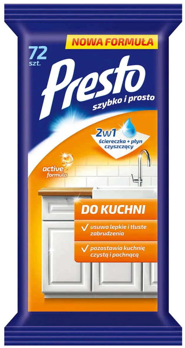 Presto Servetele umede pentru bucatarii, 72 buc/pachet, Presto - curata murdaria si grasimile