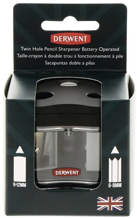 DERWENT Ascutitoare electrica dubla DERWENT Professional, cu baterii, pentru birou, neagra