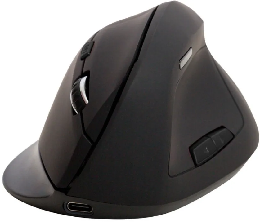 Mouse Q-CONNECT vertical, cu 6 butoane, wireless, 112x63x78mm, pentru mana dreapta, Q-Connect - negru