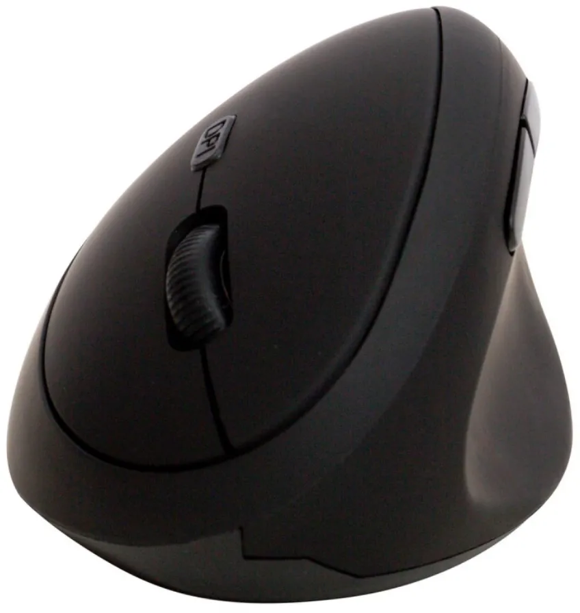 Mouse Q-CONNECT vertical, cu 6 butoane, wireless, 100x60x65mm, pentru mana dreapta, Q-Connect - negru