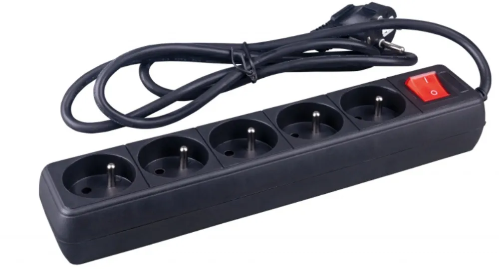 Office Products Prelungitor cu 5 prize, cablu 1.5 metri, cu intrerupator, Office Products - negru