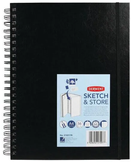 DERWENT Caiet pentru schite si desen DERWENT Professional, A4, cu spira, 56 coli, 165gsm, mapa inclusa, hart