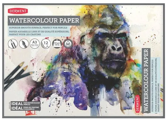 DERWENT Caiet pentru desen pe baza de apa DERWENT Proffesional, A3, 12 coli, 300gsm, hartie alba