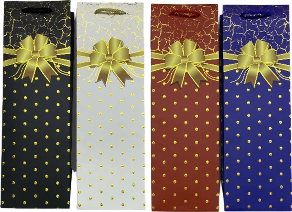 Pungi cadou Punga cadou pentru sticla, design Present, 36x12.8x8.4cm, modele asortate