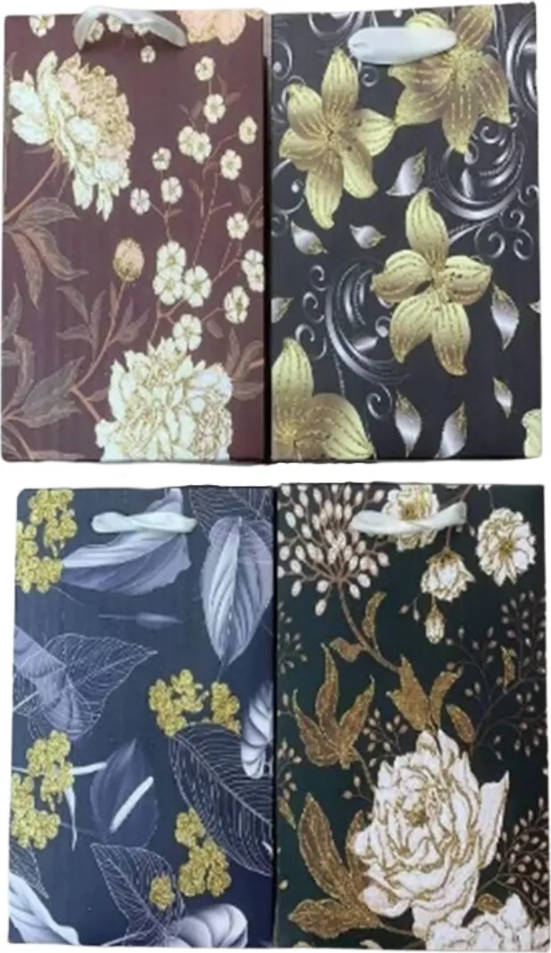 Pungi cadou Punga cadou, carton mat 210g, design White Flowers, 26x32x10cm, modele asortate
