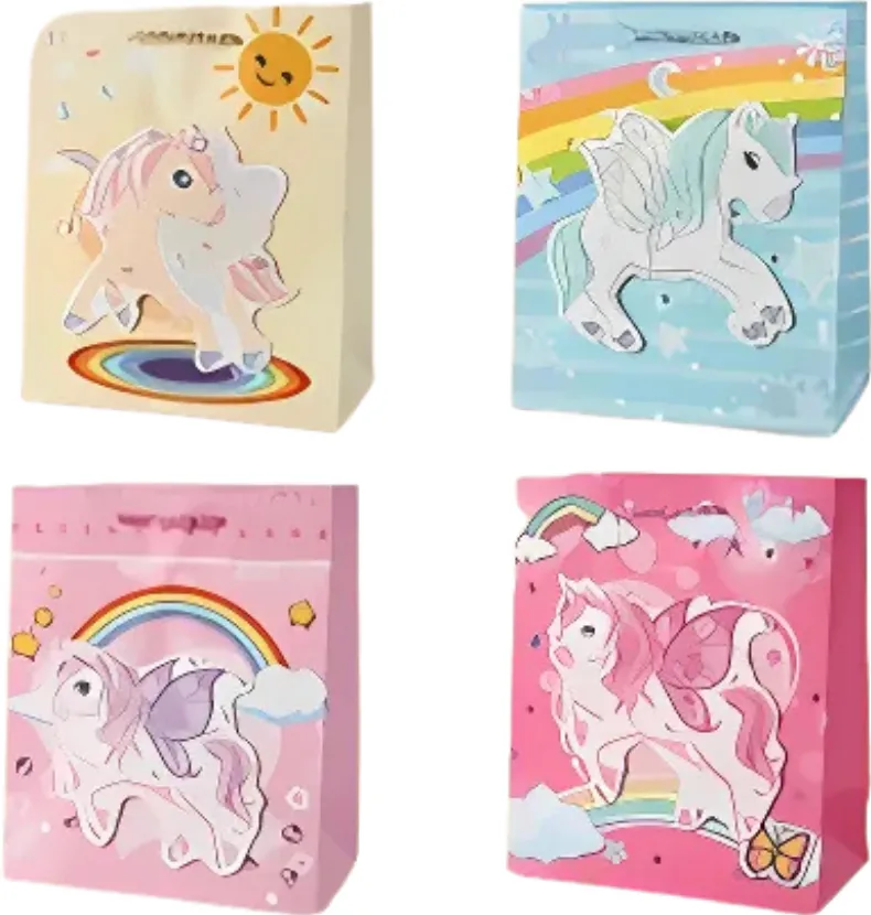 Pungi cadou Punga cadou, carton 210gr, design Unicorn, 26x32x10cm, modele asortate
