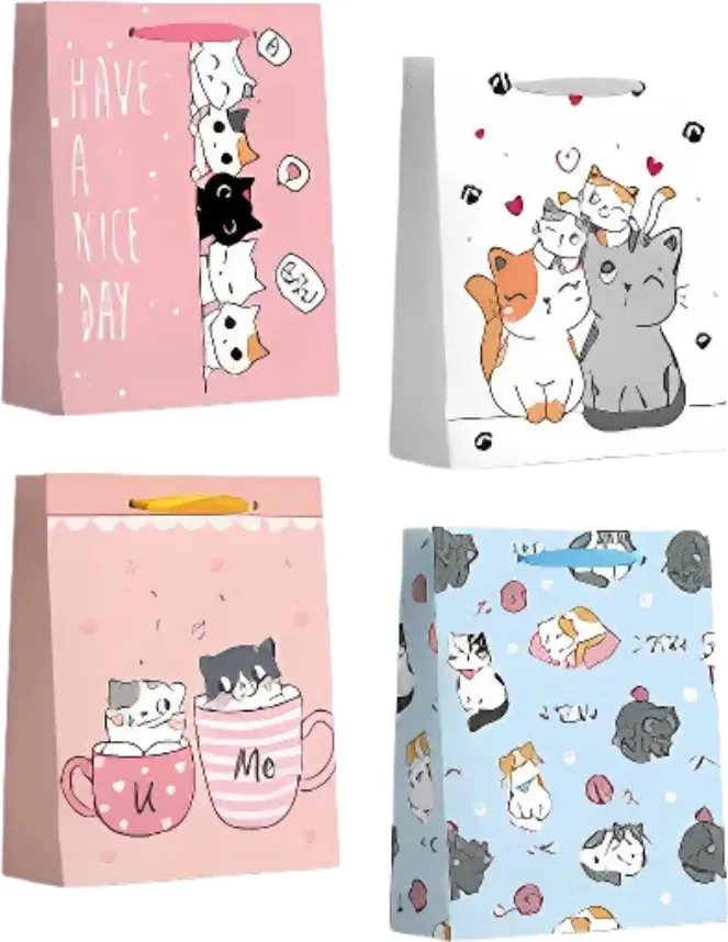 Pungi cadou Punga cadou, carton 210gr, design Cats, 26x32x10cm, modele asortate