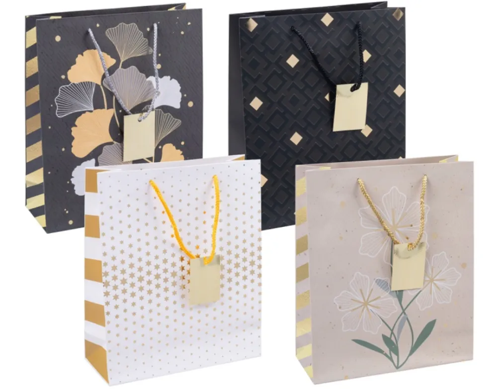 Donau Home Punga cadou, carton laminat 210gsm, design divers, 25x30x10cm, eticheta 5x7cm pe maner, DONAU Home -