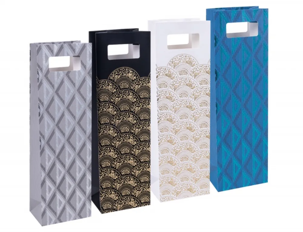 Donau Home Punga sticla cadou, carton laminat 210gsm, design divers, 12x41.5x8cm, DONAU Home - modele asortate