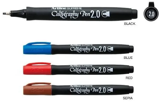 Artline Marker ARTLINE Supreme Calligraphy, varf tesit din fetru 2.0mm - negru