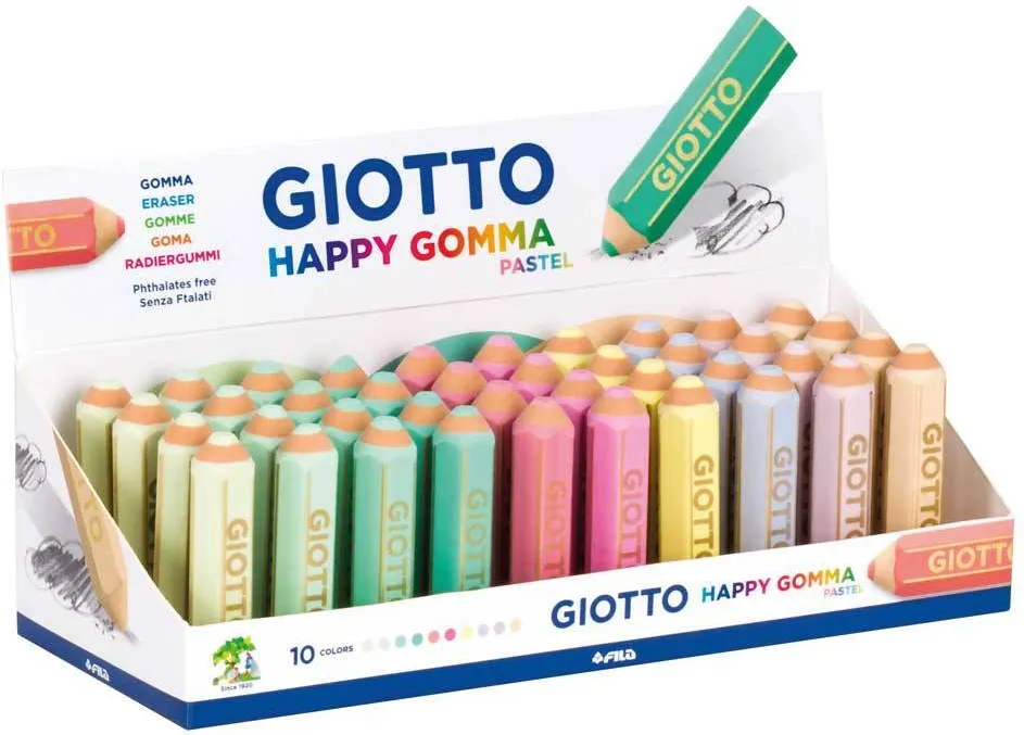GIOTTO Radiera in forma de creion colorat pastel, 65mm x D15mm, GIOTTO Happy Gomma