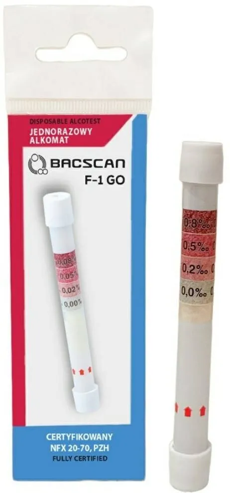 BACSCAN Alcooltest de unica folosinta AISKO BACscan F-1 Go, alb, timp analiza 2-4min, dimensiuni 96x10mm