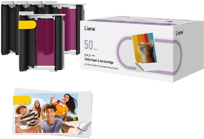 Hartie Foto Liene 2x3", 50 de coli + 5 cartuse de cerneala