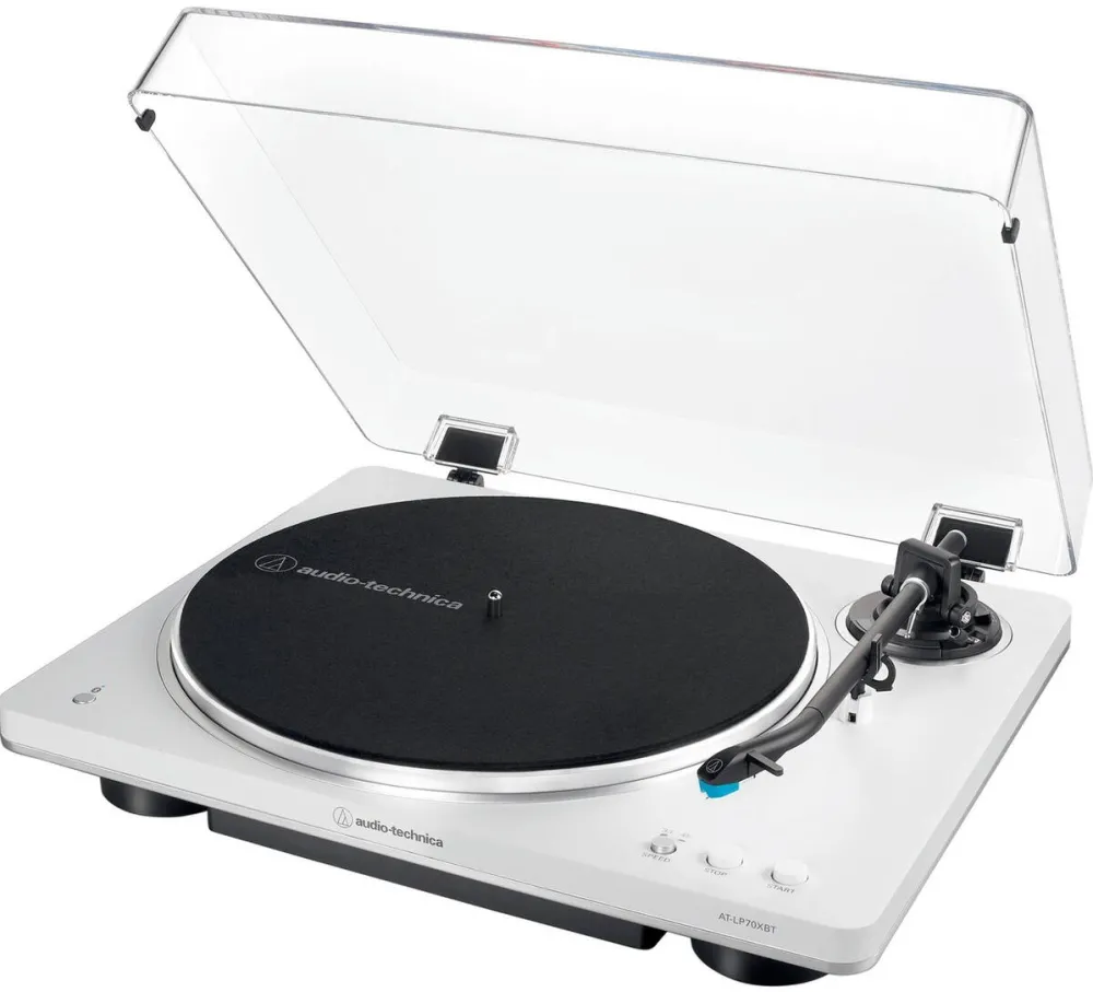 Pick-up Audio Technica Audio-Technica AT-LP70XBTWS, record player (white/silver, integrated phono preamplifier, Bluetooth, fully automatic, belt drive)