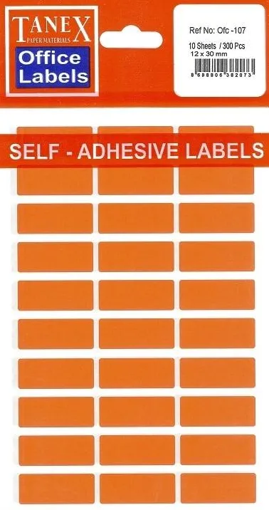 Tanex Etichete autoadezive albe, 12 x 30 mm, 300 buc/set, Tanex