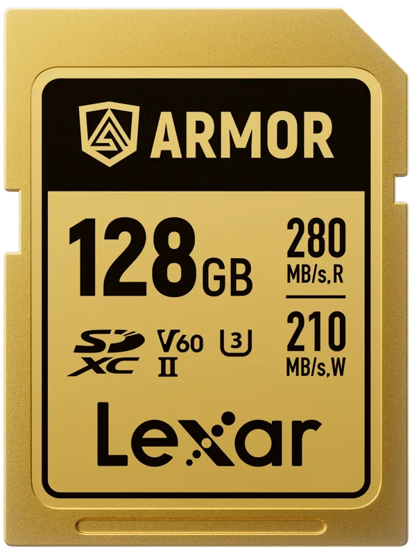 Card de Memorie Lexar SDXC ARMOR Gold UHS-II U3, Stainless Steel, IP68 R280/W210 (V60) 128GB