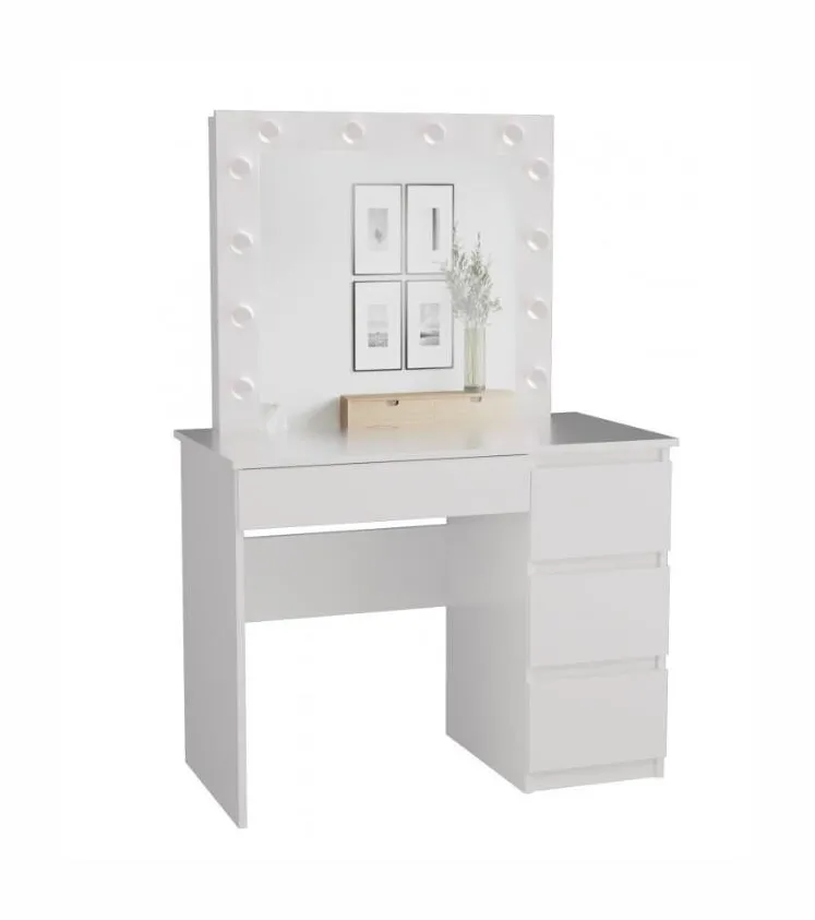 TOP E SHOP MIJAS DESK SET, RIGHT-HANDED, WHITE + MARINA MIRROR