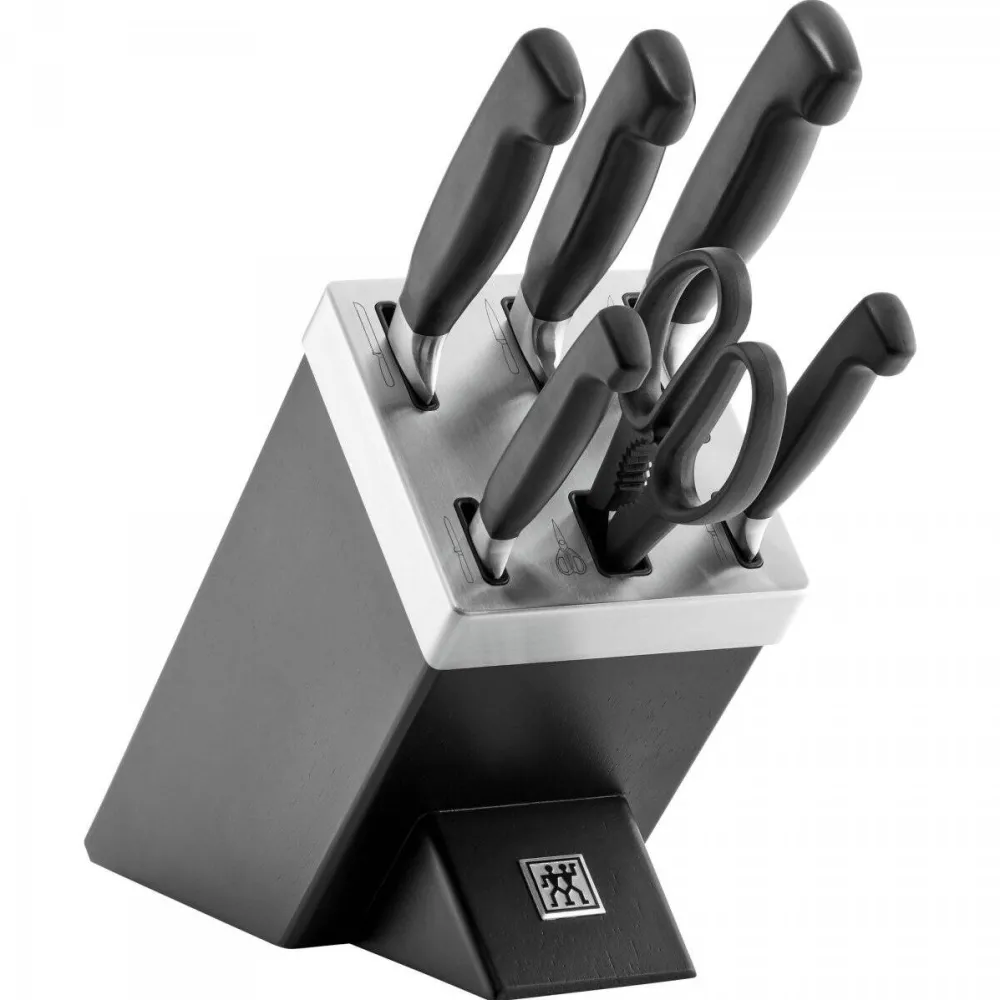 ZWILLING Set 5 Cutite, Zwilling, Inox, Cu asCutitor si foarfeca, Negru/Argintiu