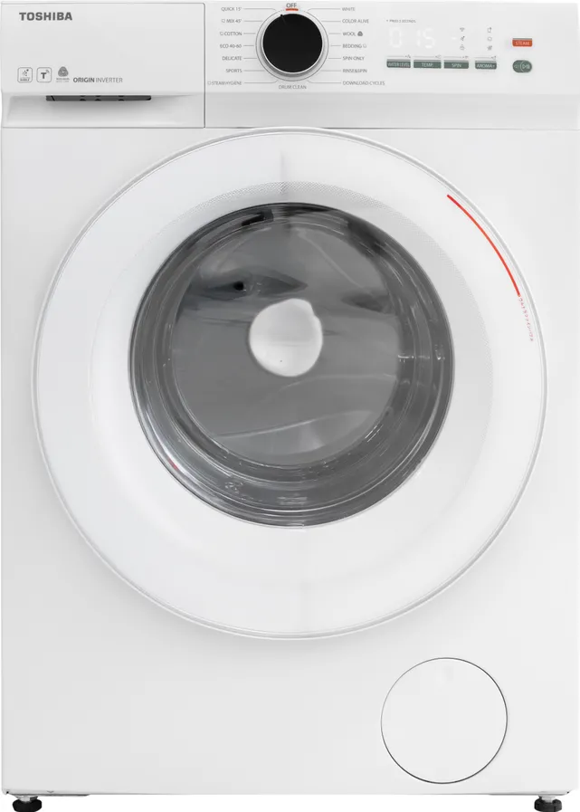 Toshiba Masina de spalat TW-T21BU80UWBK(WW), 7kg, 1200RPM, clasa A, Slim, diametru hublou interior:330mm, Functie AROMA+, Functie Abur, Tehnologie UFB, Wi-Fi, motor inverter, White