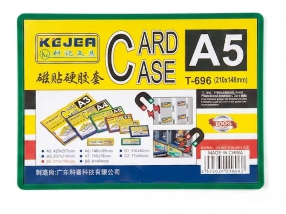Kejea Buzunar magnetic A5, transparent, din ABS+PVC, KEJEA - margine verde