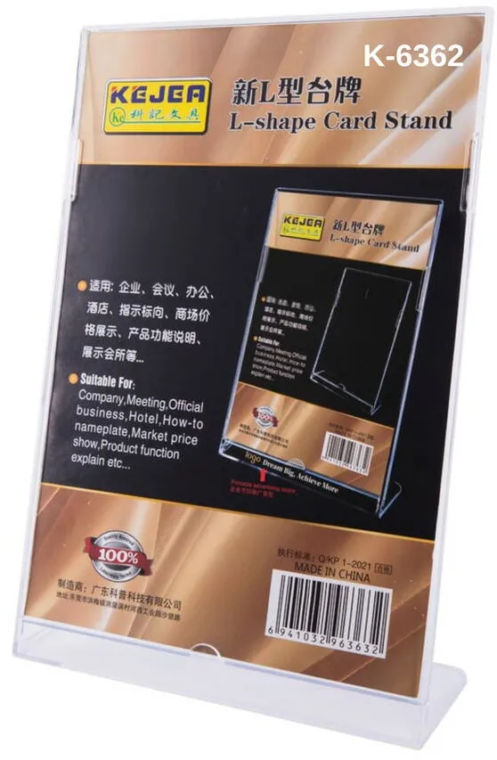 Kejea Display plastic pentru pliante, forma L, A5-portrait (148 x 210mm), KEJEA - transparent