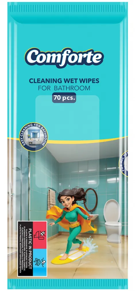 Generic Servetele umede pentru bai (obiecte ceramice), 70buc/pachet, Comforte