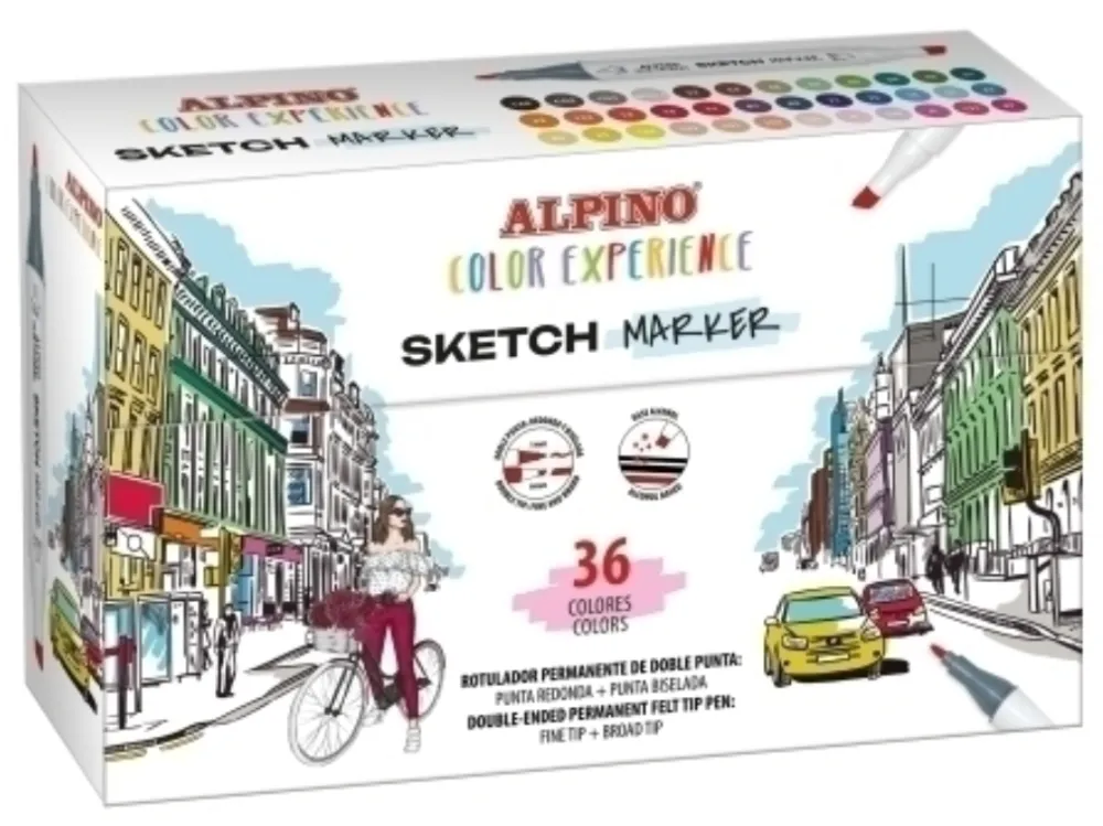 Alpino Set markere cu doua capete, varf rotund/tesit, ALPINO Color Experience