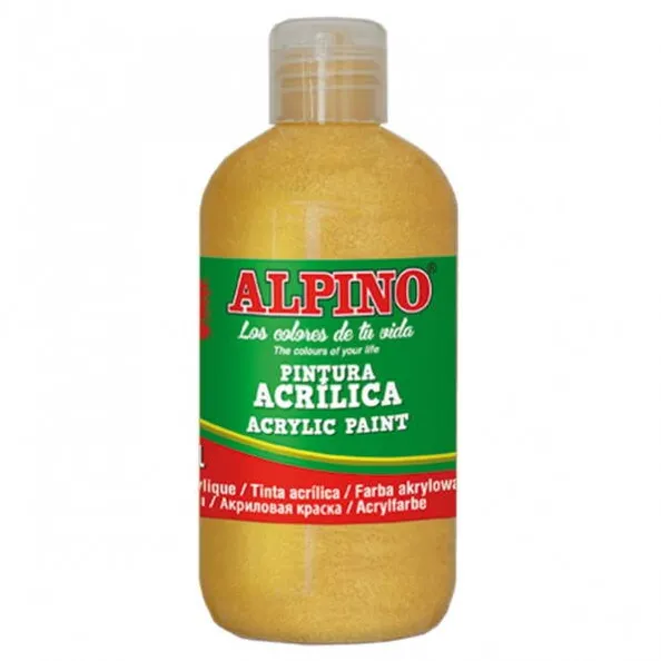 Alpino Vopsea acrilica, rezistenta la apa, 250ml, ALPINO - auriu metalizat