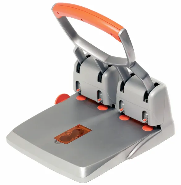 Rapid Perforator metalic, 4 perforatii, 150 coli, RAPID Supreme HDC 150/4 - argintiu/portocaliu