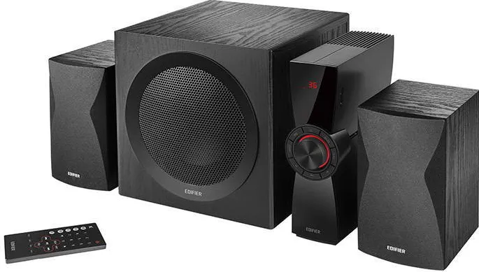 Boxe Edifier CX7-BK, 2.1, RMS: 69W (2 x 12W, 1 x 45W), bluetooth, telecomanda wireless, volum, bass, treble, AUX/USB/SD, black