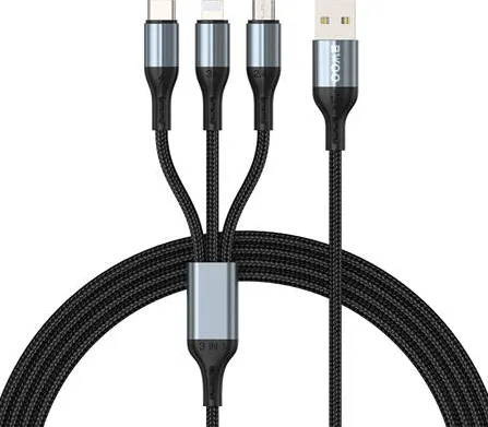 Bwoo CABLU 3A 3IN1 USB LA USB-C - LIGHTNING - MICRO USB