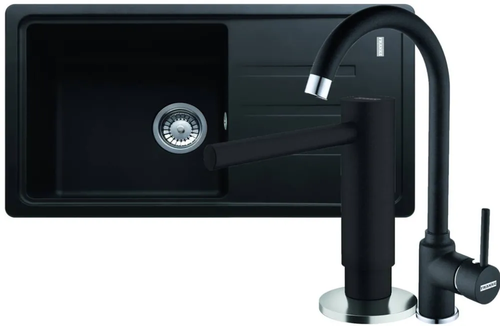 Franke Pachet chiuveta bucatarie Franke BSG 611-78 S, 780x435mm + Baterie Pola 1.0 + Dozator sapun, Negru