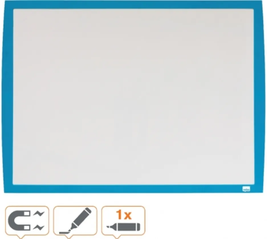 Nobo Tabla NOBO Joy, plastic, 43x58.5cm, magnetica, include marker, burete si magneti, alb, rama albastra