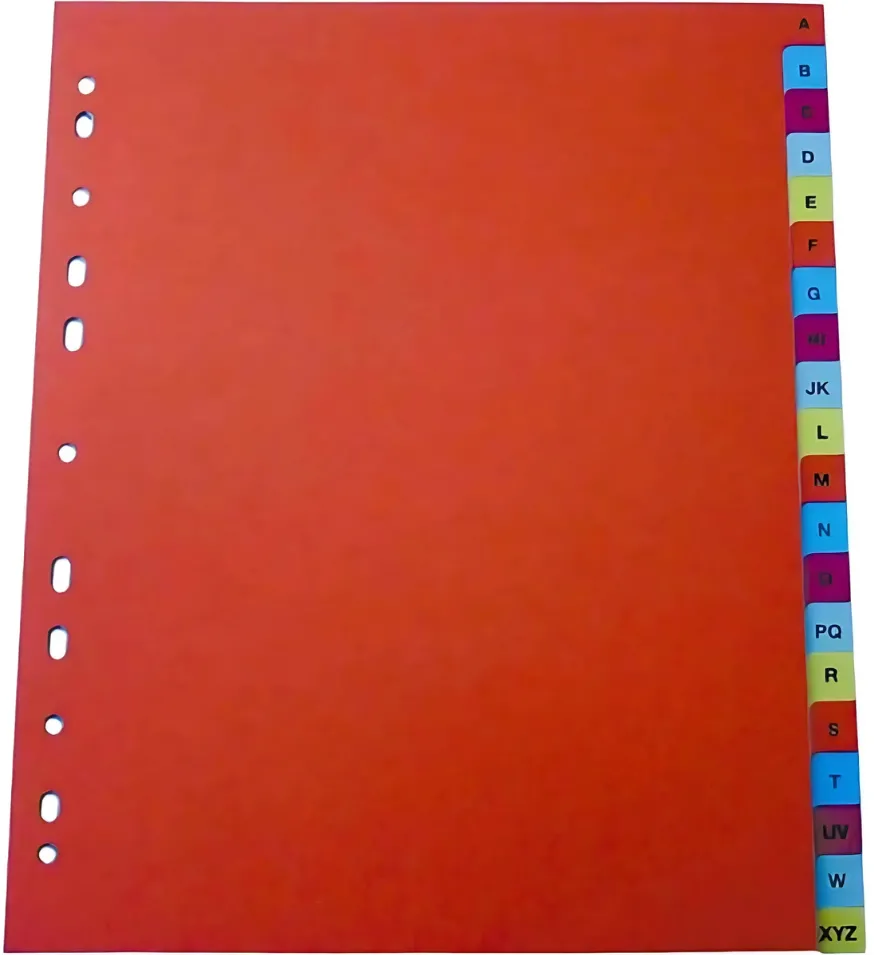 Optima - prod din plastic Index plastic color, A4+, extra wide, 120 microni, alfabetic A-Z, Optima