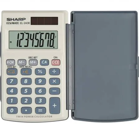 Sharp Calculators Calculator de buzunar, 8 digits, 105x64x11mm, dual power, conversie, SHARP EL-243EB - gri