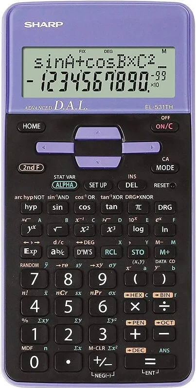 Sharp Calculators Calculator stiintific, 10 digits, 273 functii, 161x80x15mm, dual power, SHARP EL-531THBVL-negru/viol