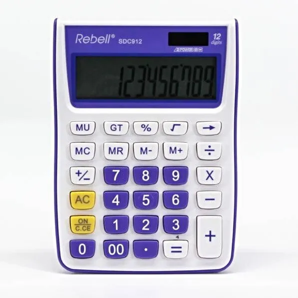 Rebell Calculator de birou, 12 digits, 145 x 104 x 26 mm, Rebell SDC 912 - alb/violet