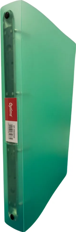 Optima - prod din plastic Caiet mecanic 4 inele - D25mm, coperti flexibile PP, Optima Flex - verde transparent