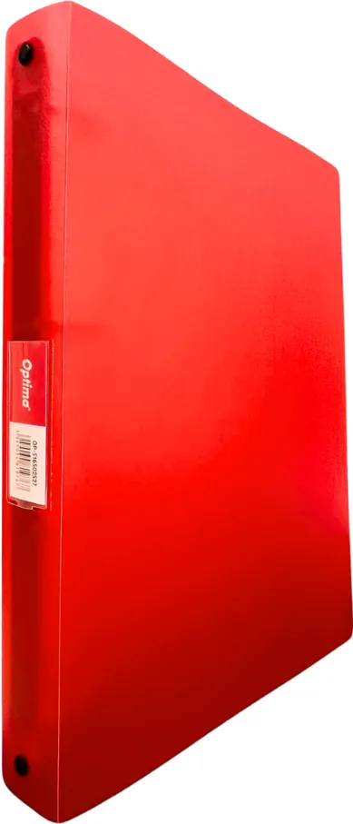 Optima - prod din plastic Caiet mecanic 4 inele - D25mm, coperti flexibile PP, Optima Flex - rosu transparent