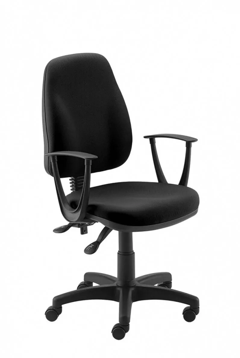 Office Products Scaun de birou, brate plastic, rotile, stofa, Office Products Paros - negru