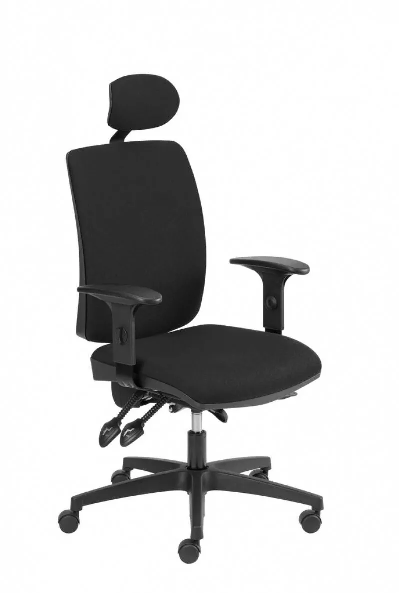 Office Products Scaun de birou, brate plastic, rotile, piele ecologica, Office Products Kefalonia - negru