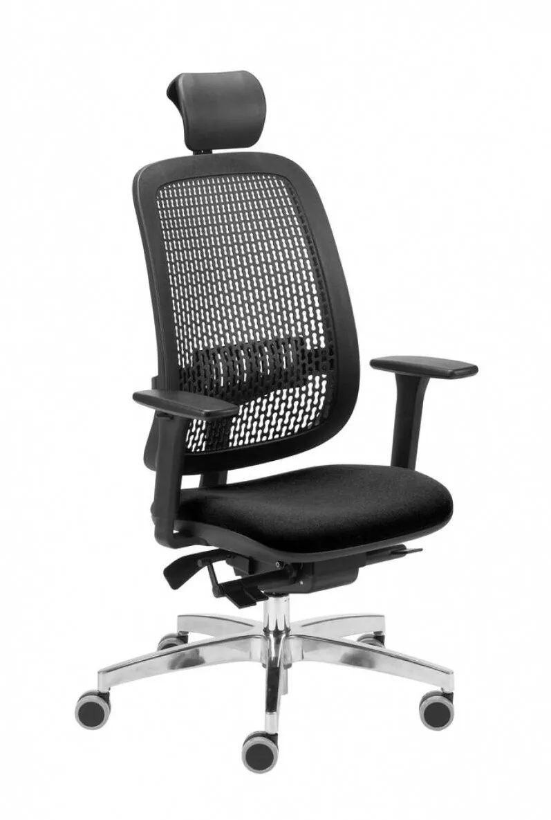 Office Products Scaun de birou, brate plastic, rotile, mesh textil, Office Products Skiathos - negru