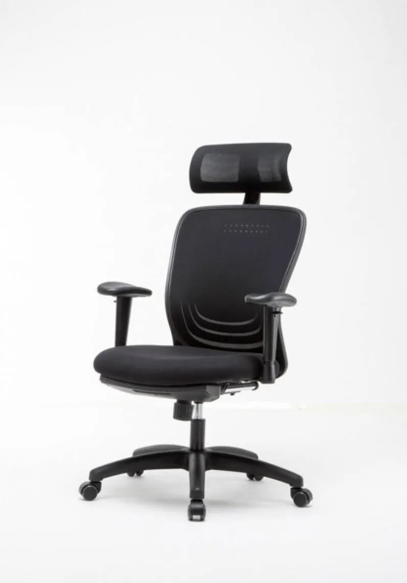 Office Products Scaun de birou, brate plastic, rotile, piele ecologica, cu tetiera, Office Products Zakynthos -negru